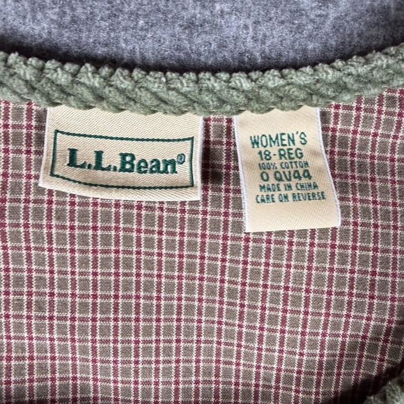 Vintage L.L. Bean Wide Wale Corduroy Button Dress Womens 18 Green cottagecore - Picture 4 of 9